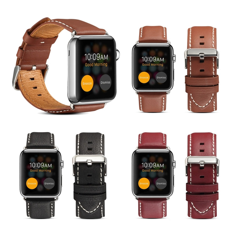 Denior Environmental Luxury Car Watch Leather Watch Band for Apple Watch Series 7 45mm / 6 & SE & 5 & 4 44mm / 3 & 2 & 1 42mm(Black) - Watch Bands by Denior | Online Shopping UK | buy2fix