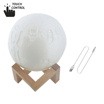 Customized Touch Switch 2-color 3D Print Moon Lamp USB Charging Energy-saving LED Night Light with Wooden Holder Base, Diameter:10cm - Night Lights by buy2fix | Online Shopping UK | buy2fix