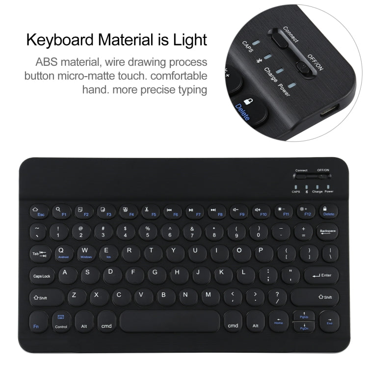 Universal Round Keys Detachable Bluetooth Keyboard for iPad 9-10 inch(Black) - Universal by buy2fix | Online Shopping UK | buy2fix