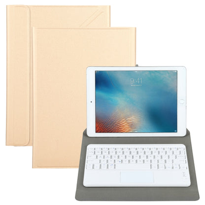 Universal Detachable Bluetooth Keyboard + Leather Tablet Case with Touchpad for iPad 9-10 inch, Specification:White Keyboard(Gold) - Universal by buy2fix | Online Shopping UK | buy2fix