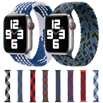 Plastic Buckle Mixed Color Nylon Braided Single Loop Watch Band For Apple Watch Ultra 49mm&Watch Ultra 2 49mm / Series 9&8&7 45mm / SE 3&SE 2&6&SE&5&4 44mm / 3&2&1 42mm, Size:XXL(Checkered Black White) - Watch Bands by buy2fix | Online Shopping UK | buy2fix