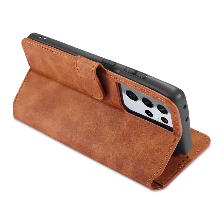 For Samsung Galaxy S21 Ultra 5G DG.MING Retro Oil Side Horizontal Flip Case with Holder & Card Slots & Wallet(Brown) - Galaxy S21 5G Cases by DG.MING | Online Shopping UK | buy2fix