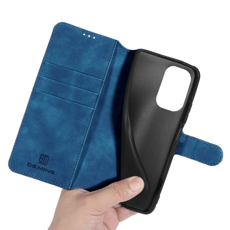 For Xiaomi Redmi K40 DG.MING Retro Oil Side Horizontal Flip Leather Case with Holder & Card Slots & Wallet(Blue) - Xiaomi Cases by DG.MING | Online Shopping UK | buy2fix