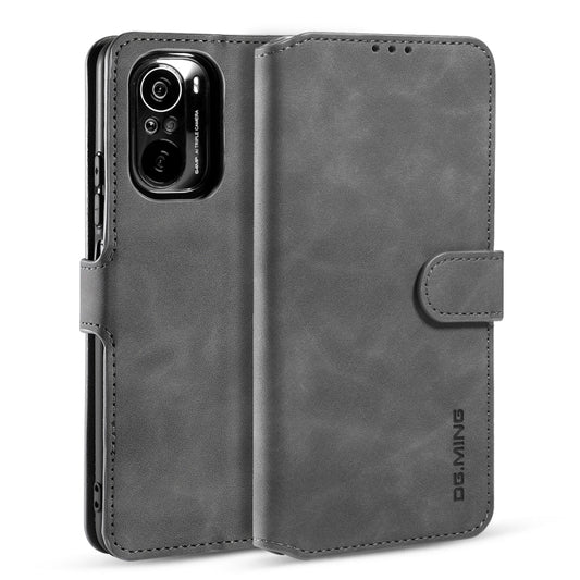 For Xiaomi Redmi K40 DG.MING Retro Oil Side Horizontal Flip Leather Case with Holder & Card Slots & Wallet(Grey) - Xiaomi Cases by DG.MING | Online Shopping UK | buy2fix