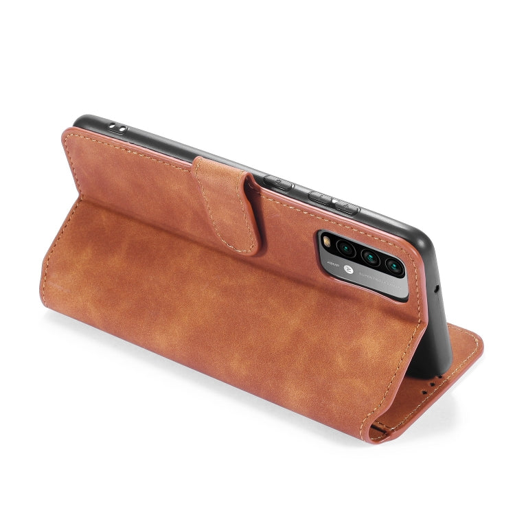 For Xiaomi Redmi Note 9 4G DG.MING Retro Oil Side Horizontal Flip Leather Case with Holder & Card Slots & Wallet(Brown) - Xiaomi Cases by DG.MING | Online Shopping UK | buy2fix