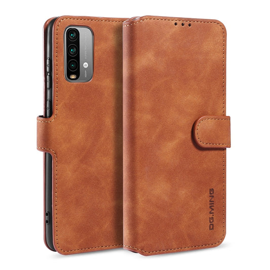 For Xiaomi Poco M3 DG.MING Retro Oil Side Horizontal Flip Leather Case with Holder & Card Slots & Wallet(Brown) - Xiaomi Cases by DG.MING | Online Shopping UK | buy2fix