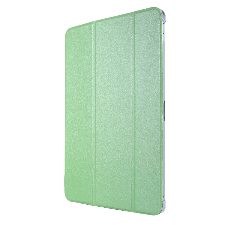 For iPad Air 13 2024 / iPad Pro 12.9 2022 / 2021 Silk Texture Three-fold Horizontal Flip Leather Tablet Case with Holder & Pen Slot(Green) - iPad Pro 12.9 (2022/2021) Cases by buy2fix | Online Shopping UK | buy2fix