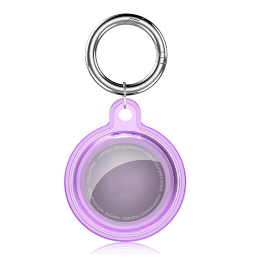 All-inclusive Clear Crystal Shockproof Protective Cover Case with Keychain Hook Loop For AirTag(Purple) - Key Chain Series by MOMAX | Online Shopping UK | buy2fix