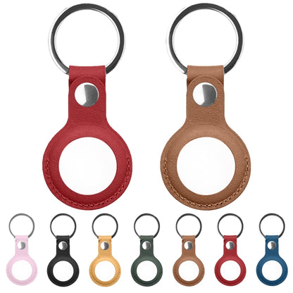 Mutural PU Leather Protective Case with Key Ring for AirTag(Pink) - Other by Mutural | Online Shopping UK | buy2fix