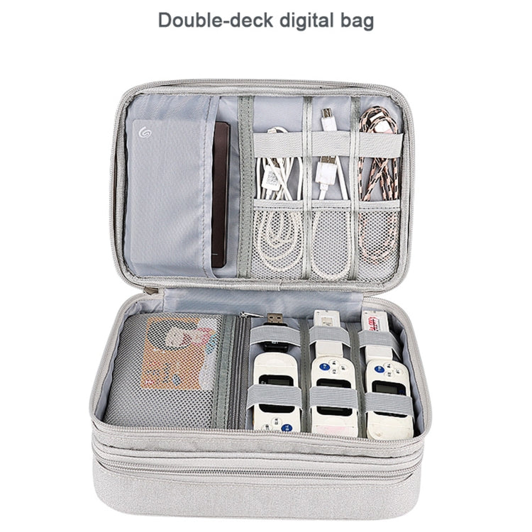 SM02S Double-layer Multifunctional Digital Accessory Storage Bag(Grey) - Digital Storage Bag by buy2fix | Online Shopping UK | buy2fix