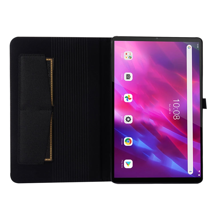 For Lenovo Tab K10 Fabric Texture Horizontal Flip TPU Leather Case with Holder(Black) - Lenovo by buy2fix | Online Shopping UK | buy2fix