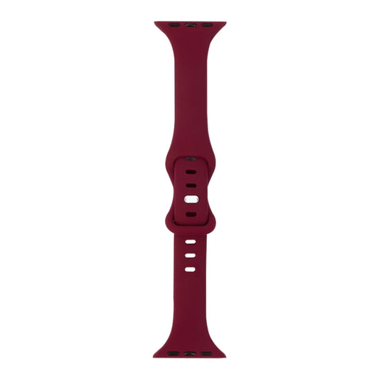 Slimming 8-buckle Silicone Watch Band For Apple Watch Ultra 49mm&Watch Ultra 2 49mm / Series 9&8&7 45mm / SE 3&SE 2&6&SE&5&4 44mm / 3&2&1 42mm(Wine Red) - Watch Bands by buy2fix | Online Shopping UK | buy2fix