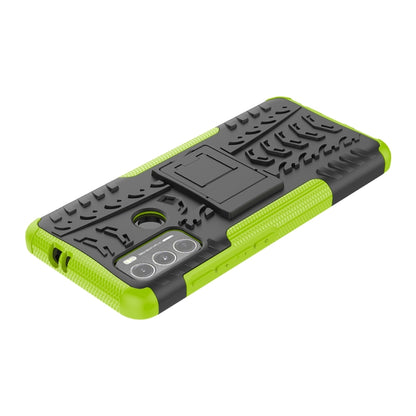 For Motorola Moto G60 Tire Texture Shockproof TPU+PC Protective Case with Holder(Green) - Motorola Cases by buy2fix | Online Shopping UK | buy2fix