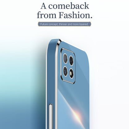 For OPPO A53 5G XINLI Straight 6D Plating Gold Edge TPU Shockproof Case(Celestial Blue) - OPPO Cases by XINLI | Online Shopping UK | buy2fix