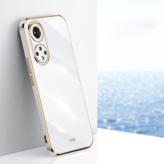 For Honor 50 XINLI Straight 6D Plating Gold Edge TPU Shockproof Case(White) - Honor Cases by XINLI | Online Shopping UK | buy2fix