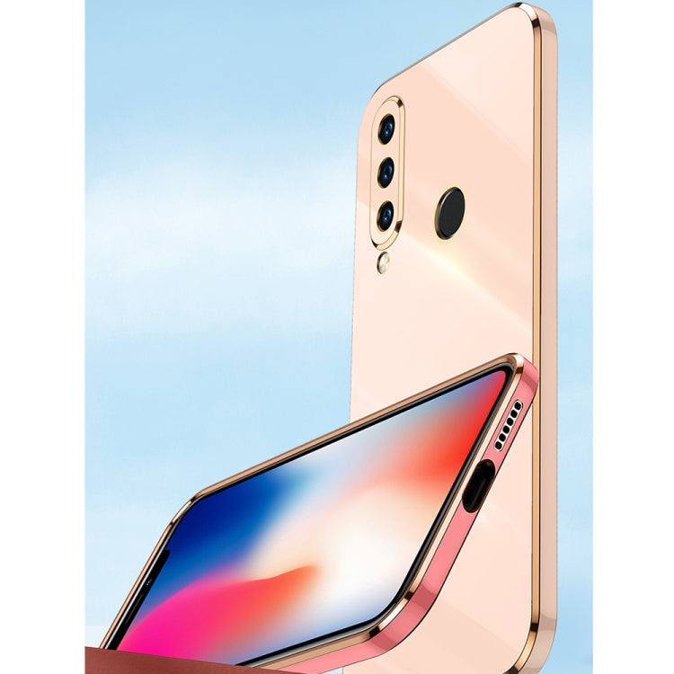 For Huawei P30 Lite XINLI Straight 6D Plating Gold Edge TPU Shockproof Case with Ring Holder(Pink) - Huawei Cases by XINLI | Online Shopping UK | buy2fix