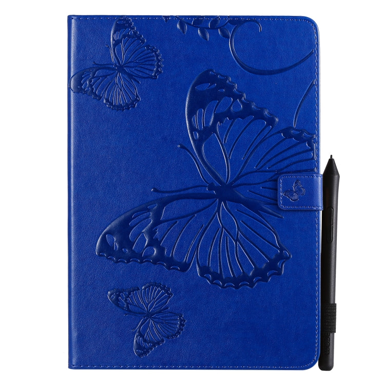 For iPad 10.2 / Pro 10.5 / Air  2019 Pressed Printing Butterfly Pattern Horizontal Flip PU Leather Case with Holder & Card Slots & Wallet & Pen Slot(Blue) - iPad Air (2019) Cases by buy2fix | Online Shopping UK | buy2fix