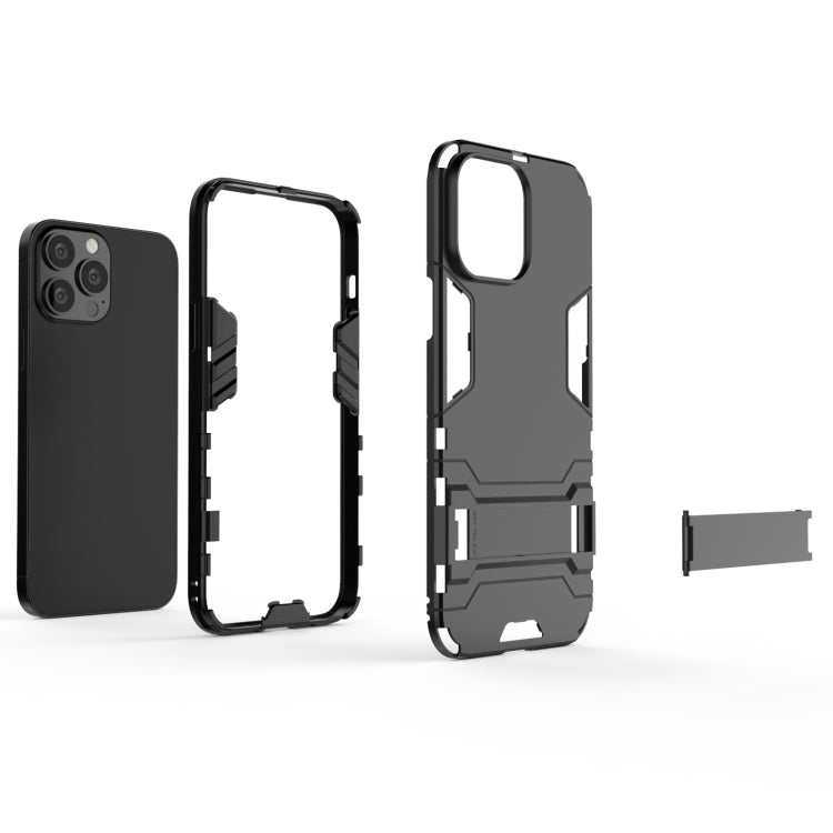 For iPhone 13 Pro Max PC + TPU Shockproof Protective Case with Invisible Holder (Black) - iPhone 13 Pro Max Cases by buy2fix | Online Shopping UK | buy2fix