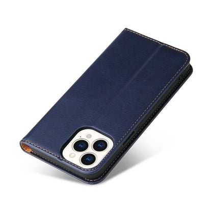 For iPhone 13 Pro Max Fierre Shann PU Leather Texture Horizontal Flip Leather Case with Holder & Card Slots & Wallet (Blue) - iPhone 13 Pro Max Cases by FIERRE SHANN | Online Shopping UK | buy2fix