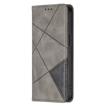 For iPhone 13 Pro Rhombus Texture Horizontal Flip Magnetic Leather Case with Holder & Card Slots (Grey) - iPhone 13 Pro Cases by buy2fix | Online Shopping UK | buy2fix