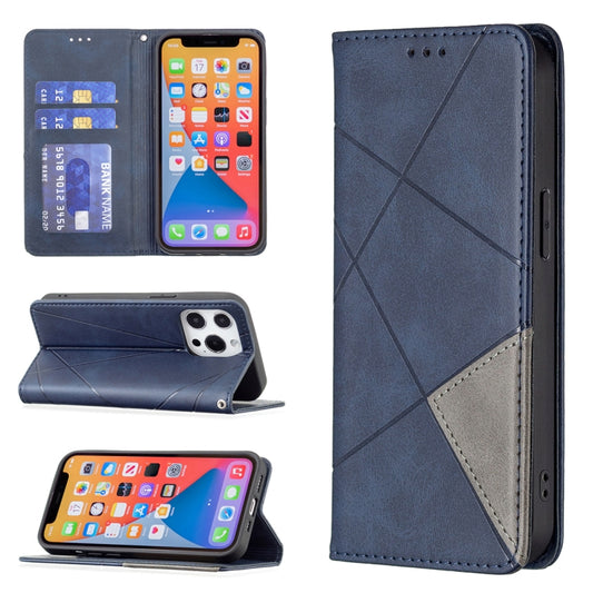 For iPhone 13 Pro Max Rhombus Texture Horizontal Flip Magnetic Leather Case with Holder & Card Slots (Blue) - iPhone 13 Pro Max Cases by buy2fix | Online Shopping UK | buy2fix