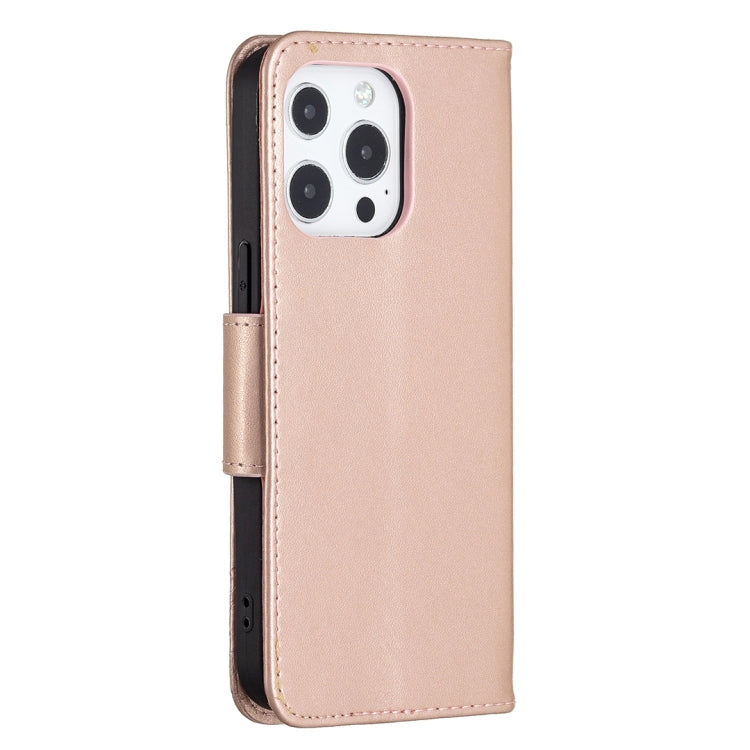 For iPhone 13 mini Embossing Two Butterflies Pattern Horizontal Flip PU Leather Case with Holder & Card Slot & Wallet & Lanyard (Rose Gold) - iPhone 13 mini Cases by buy2fix | Online Shopping UK | buy2fix