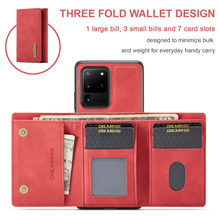 For Samsung Galaxy S20 Ultra DG.MING M1 Series 3-Fold Multi Card Wallet  Back Cover Shockproof Case with Holder Function(Red) - Galaxy Phone Cases by DG.MING | Online Shopping UK | buy2fix