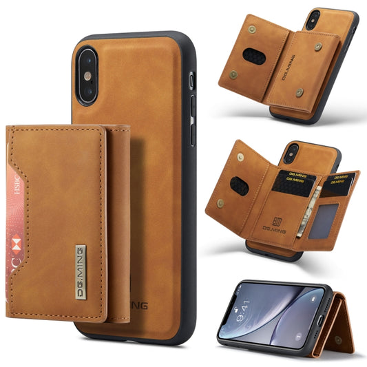 DG.MING M2 Series 3-Fold Multi Card Bag Back Cover Shockproof Case with Wallet & Holder Function For iPhone X(Brown) -  by DG.MING | Online Shopping UK | buy2fix