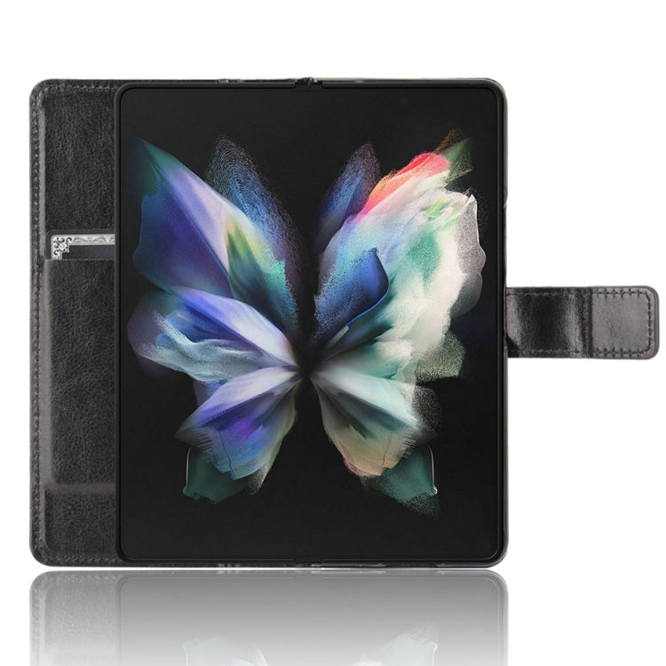 For Samsung Galaxy Z Fold3 5G Crazy Horse Texture Horizontal Flip Leather Case with Holder & Card Slots & Lanyard(Black) - Galaxy Phone Cases by GKK | Online Shopping UK | buy2fix