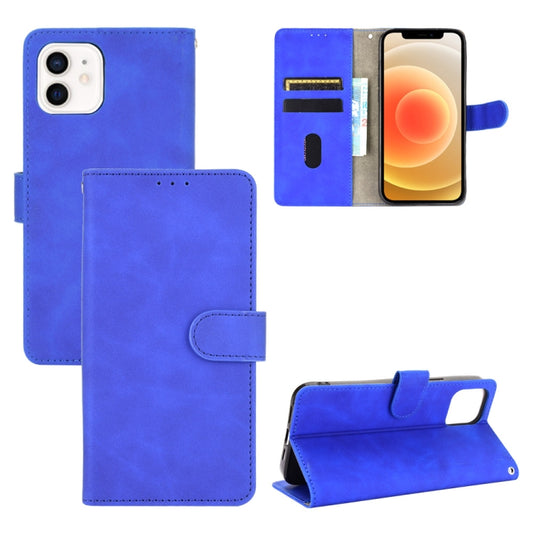 For iPhone 13 Solid Color Skin Feel Magnetic Buckle Horizontal Flip Calf Texture PU Leather Case with Holder & Card Slots & Wallet(Blue) - iPhone 13 Cases by buy2fix | Online Shopping UK | buy2fix