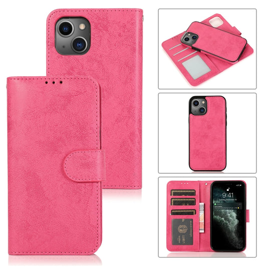 For iPhone 13 mini Retro 2 in 1 Detachable Horizontal Flip Leather Case with Card Slots & Wallet For  iPhone 13 Mini(Pink) - iPhone 13 mini Cases by buy2fix | Online Shopping UK | buy2fix