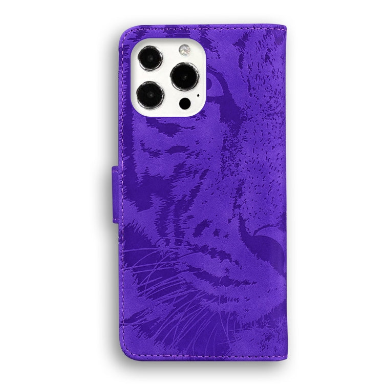 For iPhone 13 Pro Tiger Embossing Pattern Horizontal Flip Leather Case with Holder & Card Slots & Wallet (Purple) - iPhone 13 Pro Cases by buy2fix | Online Shopping UK | buy2fix