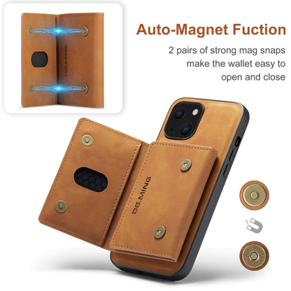 For iPhone 13 DG.MING M2 Series 3-Fold Card Bag Shockproof Case with Wallet & Holder Function(Brown) - iPhone 13 Cases by DG.MING | Online Shopping UK | buy2fix