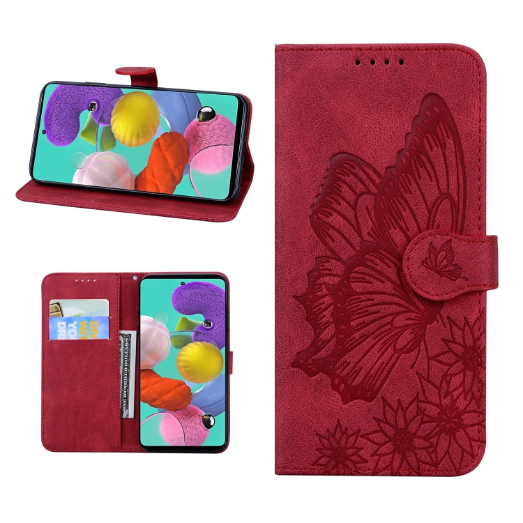 For iPhone 13 Retro Skin Feel Butterflies Embossing Horizontal Flip Leather Case with Holder & Card Slots & Wallet(Red) - iPhone 13 Cases by buy2fix | Online Shopping UK | buy2fix