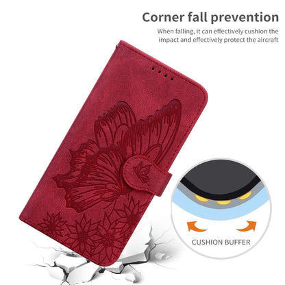 For iPhone 13 Retro Skin Feel Butterflies Embossing Horizontal Flip Leather Case with Holder & Card Slots & Wallet(Red) - iPhone 13 Cases by buy2fix | Online Shopping UK | buy2fix