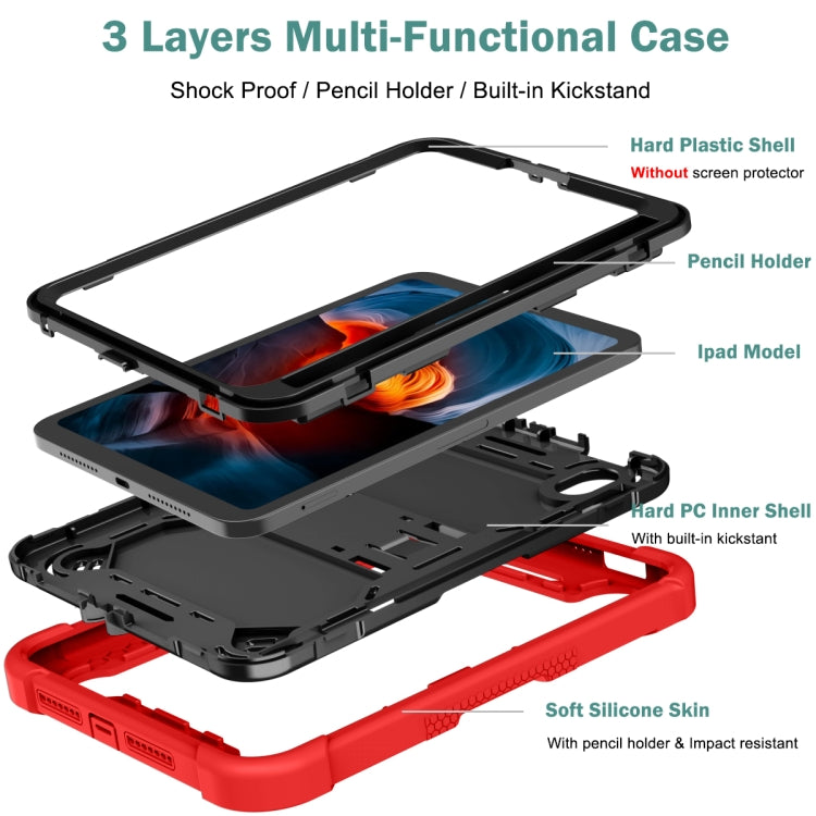 For iPad mini 6 Silicone + PC Shockproof Protective Tablet Case with Holder(Red + Black) - iPad mini 6 Cases by buy2fix | Online Shopping UK | buy2fix