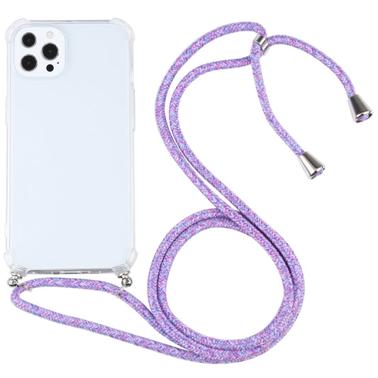 For iPhone 13 Pro Max Four-corner Shockproof Transparent TPU Protective Case with Lanyard (Colorful Purple) - iPhone 13 Pro Max Cases by buy2fix | Online Shopping UK | buy2fix