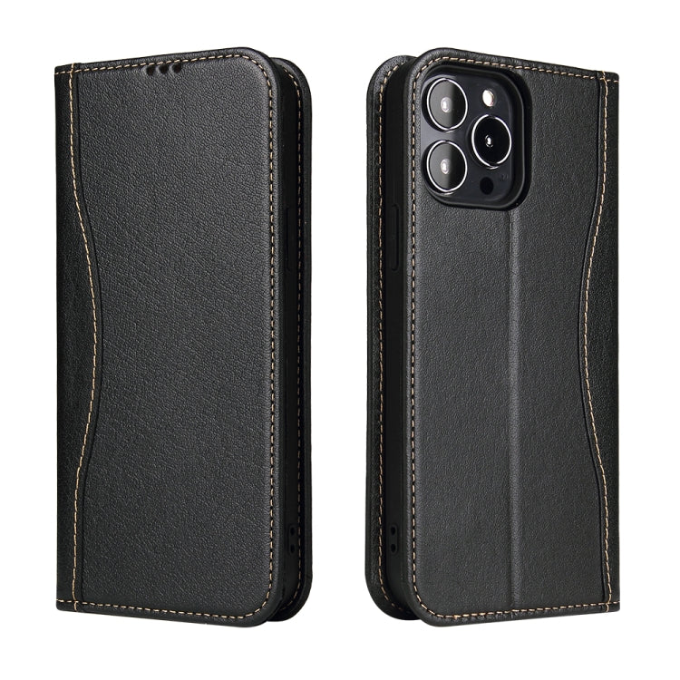 For iPhone 13 Pro Max Genuine Leather Horizontal Flip Leather Case with Holder & Card Slots & Wallet (Black) - iPhone 13 Pro Max Cases by buy2fix | Online Shopping UK | buy2fix