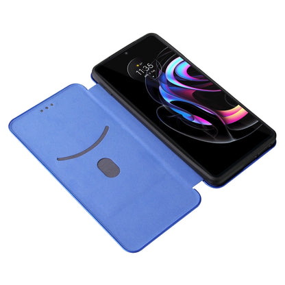 For Motorola Edge 20 Pro Carbon Fiber Texture Horizontal Flip TPU + PC + PU Leather Case with Card Slot(Blue) - Motorola Cases by buy2fix | Online Shopping UK | buy2fix