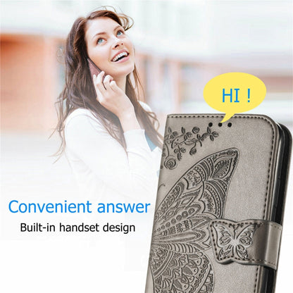 Butterfly Love Flowers Embossed Horizontal Flip Leather Case with Holder & Card Slots & Wallet & Lanyard For OnePlus Nord 2 5G(Gray) - OnePlus Cases by buy2fix | Online Shopping UK | buy2fix