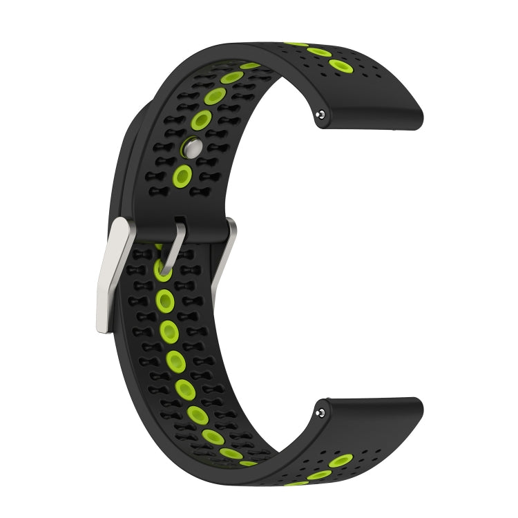 For Suunto 9 Peak Universal Colorful Hole Silicone Watch Band(Black Lime Green) -  by buy2fix | Online Shopping UK | buy2fix