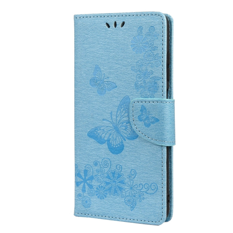 Vintage Embossed Floral Butterfly Pattern Horizontal Flip Leather Case with Card Slot & Holder & Wallet & Lanyard For Xiaomi Redmi 10(Blue) - Xiaomi Cases by buy2fix | Online Shopping UK | buy2fix