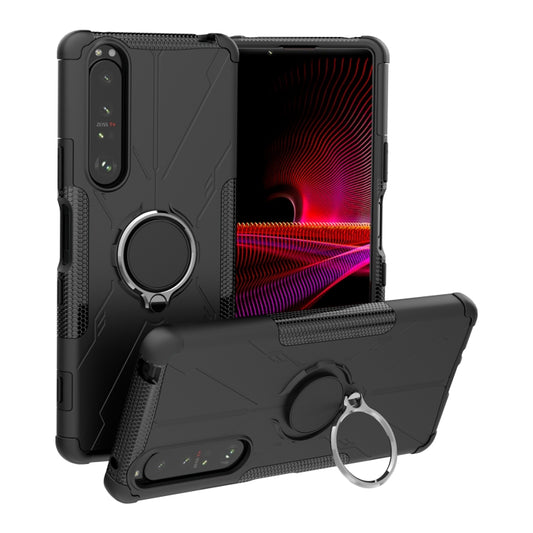 For Sony Xperia 1 III Armor Bear Shockproof PC + TPU Protective Case with Ring Holder(Black) - Sony Cases by buy2fix | Online Shopping UK | buy2fix