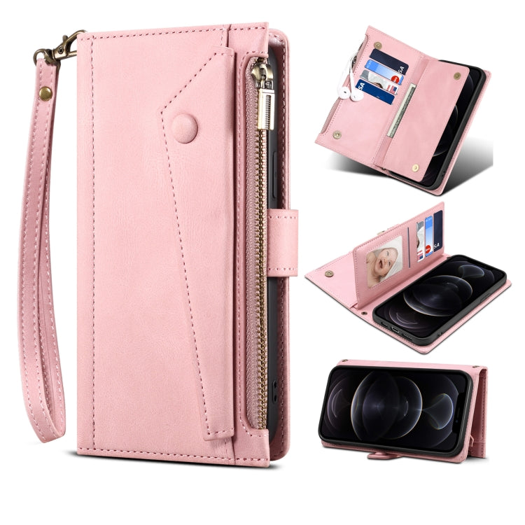 For iPhone 13 Pro Max Retro Frosted Horizontal Flip Leather Case with Holder & Card Slot & Wallet & Zipper Pocket & Lanyard (Rose Gold) - iPhone 13 Pro Max Cases by buy2fix | Online Shopping UK | buy2fix