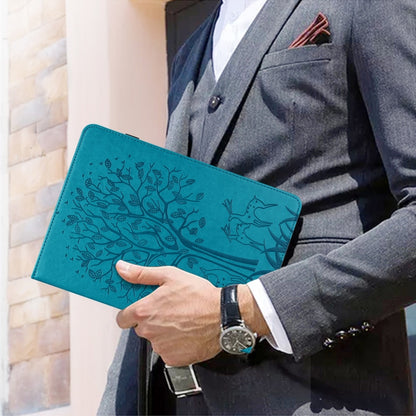 Tree & Deer Pattern Pressed Printing Horizontal Flip PU Leather Case with Holder & Card Slots & Sleep / Wake-up Function For Samsung Galaxy Tab S6 Lite(Blue) - Tab S6 Lite P610 / P615 by buy2fix | Online Shopping UK | buy2fix