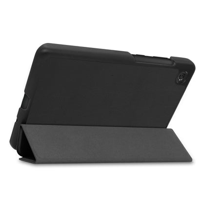 For Lenovo Tab M7 3rd Gen Custer Texture Horizontal Flip Leather Case with Three-folding Holder(Black) - Lenovo by buy2fix | Online Shopping UK | buy2fix