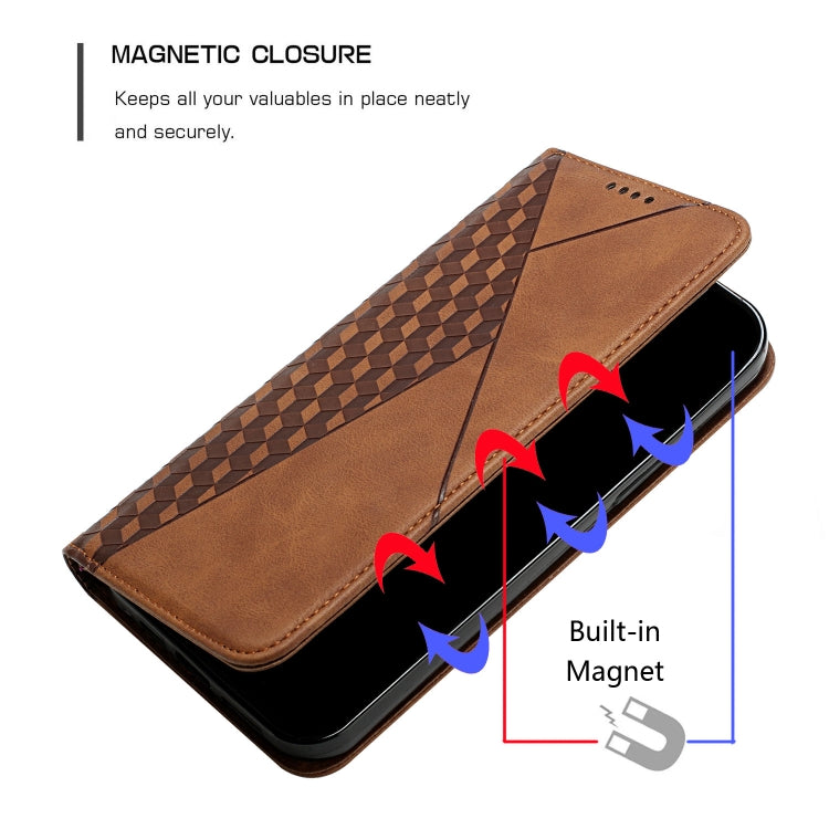 For iPhone XR Diamond Pattern Splicing Skin Feel Magnetic Horizontal Flip Leather Case with Card Slots & Holder & Wallet(Brown) - More iPhone Cases by buy2fix | Online Shopping UK | buy2fix