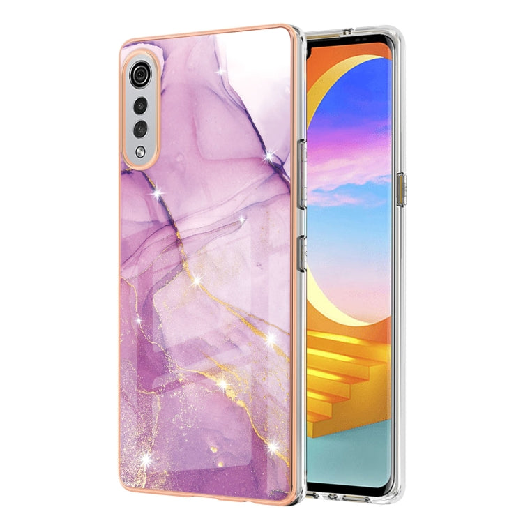 For LG Velvet 5G / 4G Electroplating Marble Pattern Dual-side IMD TPU Shockproof Case(Purple 001) - LG by buy2fix | Online Shopping UK | buy2fix