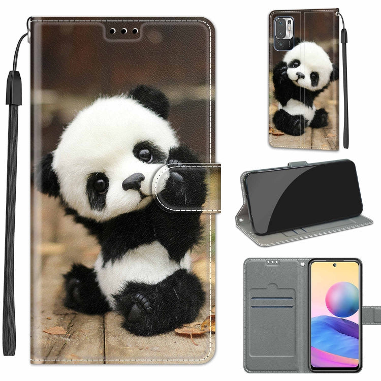 Voltage Coloured Drawing Magnetic Clasp Horizontal Flip PU Leather Case with Holder & Card Slots For Xiaomi Redmi Note 10 5G(C18 Wood Board Panda) - Xiaomi Cases by buy2fix | Online Shopping UK | buy2fix