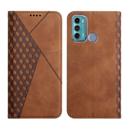 For Motorola Moto G60 /G40 Diamond Pattern Splicing Skin Feel Magnetic Horizontal Flip Leather Case with Card Slots & Holder & Wallet(Brown) - Motorola Cases by buy2fix | Online Shopping UK | buy2fix